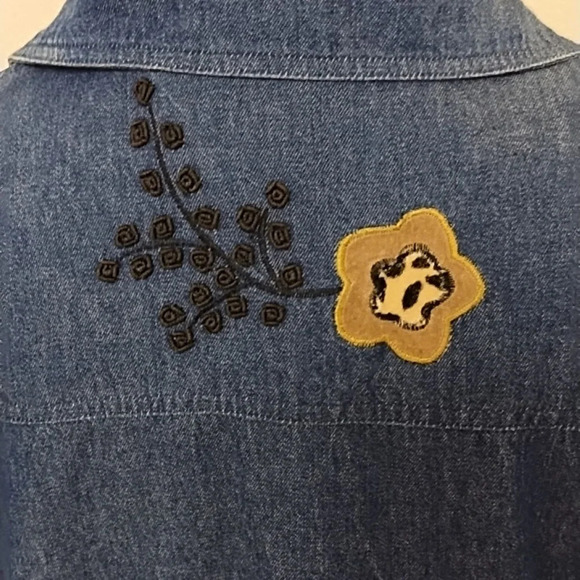 Great Cavalier M Denim Jean Jacket Genuine Suede Leopard Fur Embroidery Washable - Picture 5 of 15